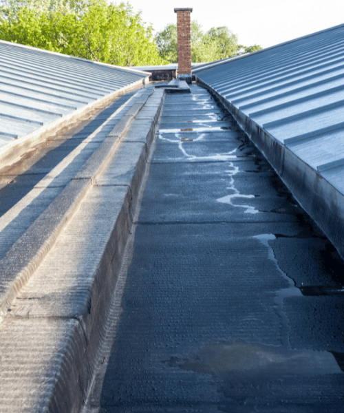 New flat roof on building